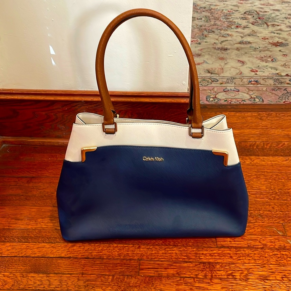 Calvin Klein navy blue/cream tote bag